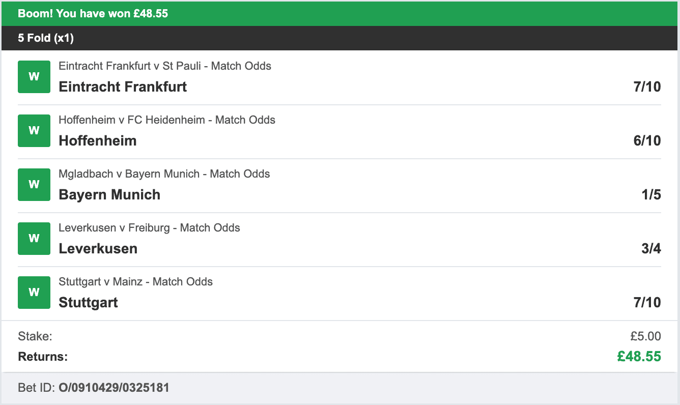 Bundesliga Winners - Winner Multi - 2025-10-26